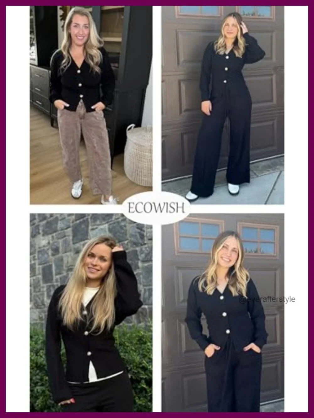 ECOWISH Cropped Cardigan Sweaters for Women Long Sleeve V Neck Button Down